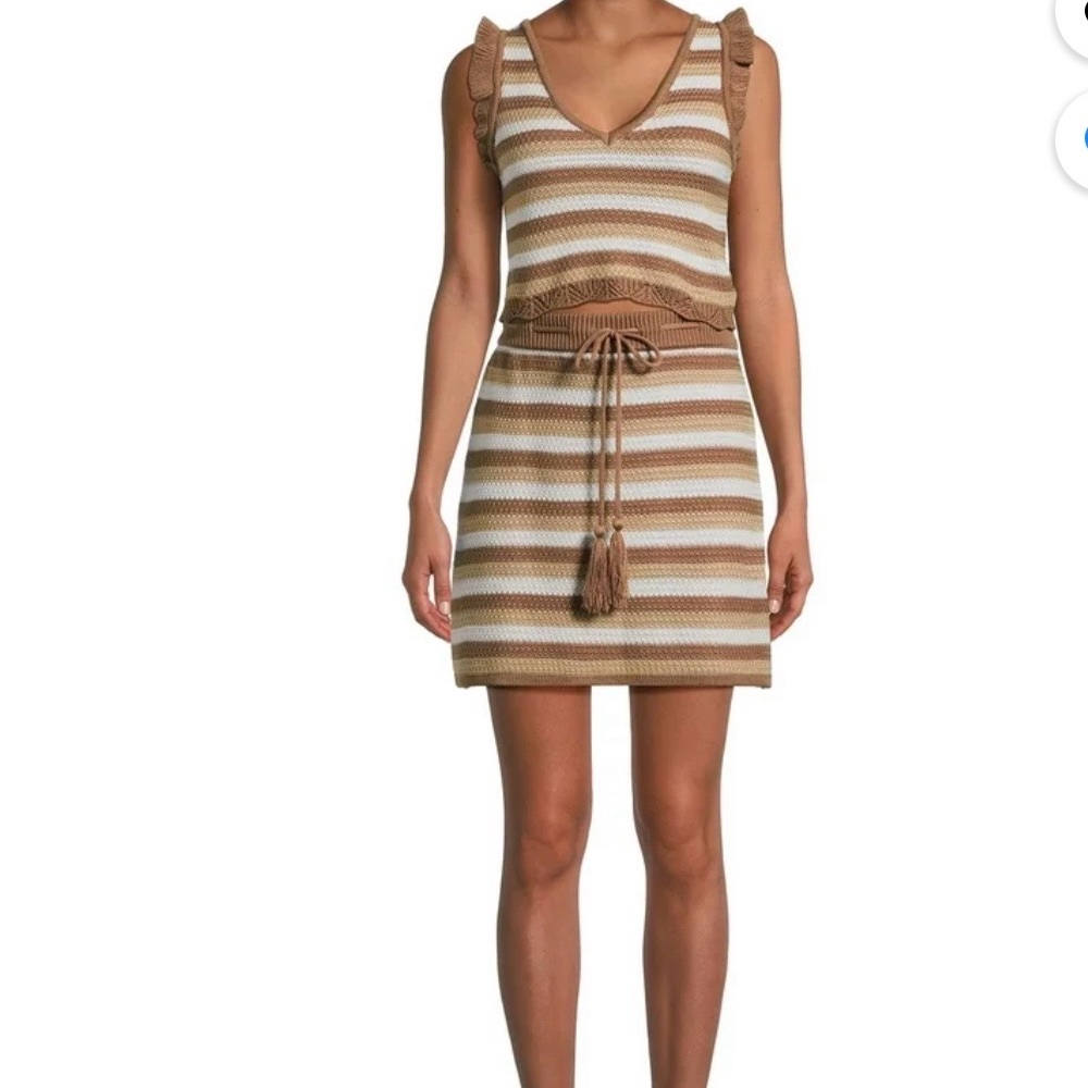 Madden NYC Stripe crochet sleeveless top, and skirt set